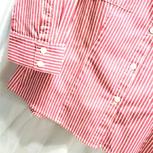 RAFAELLA RED/WHITE STRIPED 3/4 SLV SHIRT SZ 8 - Picture 4 of 8